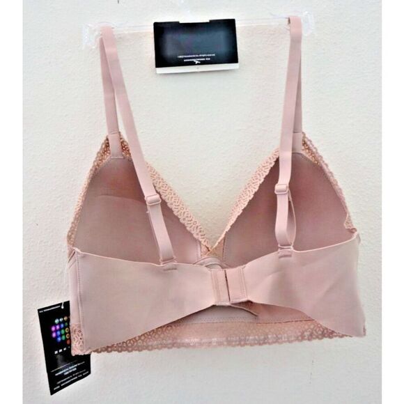 Maidenform DM2322-JDQ Women's Sz M Blush Pink Lace Trim Triangle Rib Bralette - Picture 2 of 9